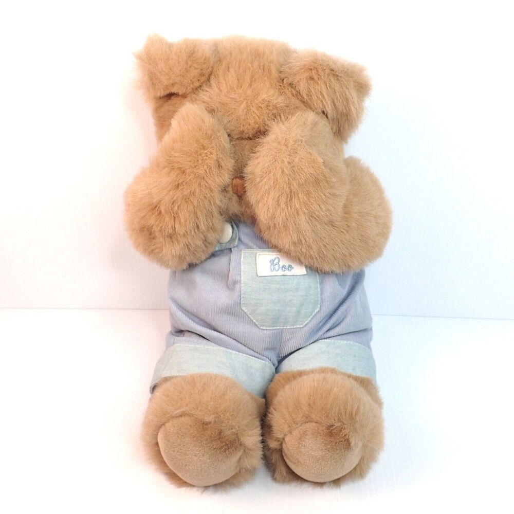 Vintage Mango Peekaboo Bear 18" Tall Boo in Overalls Magnetic Paws Stuffed Doll